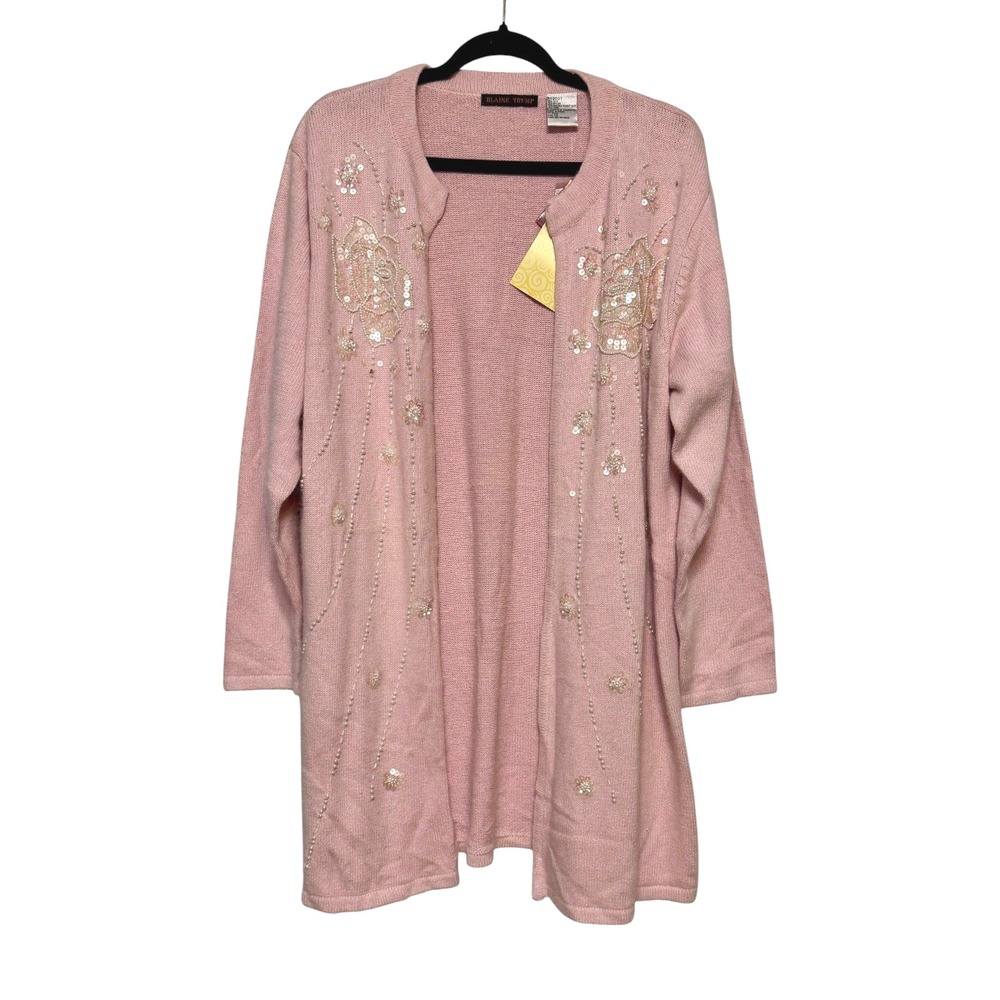 Vtg NWT Blaine Trump Coquette‎ Silk Angora Cardigan Sweater Women's 1X Whimsical